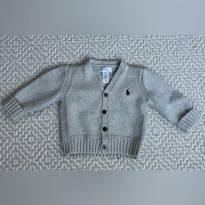 Ralph Lauren Baby Polo Light Gray Knit Cardigan